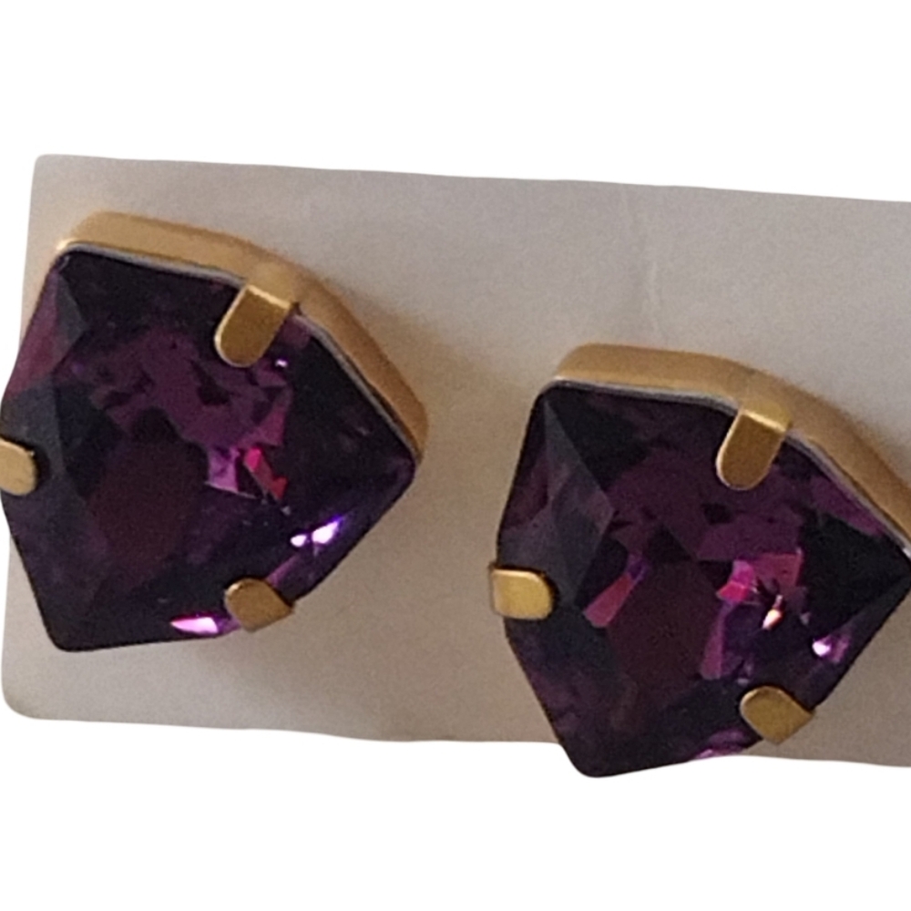 Tory Burch Elegant Purple and Gold Earrings